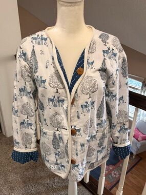 Emerson Fry Woodland Fawn Print Reversible Quilted Jacket